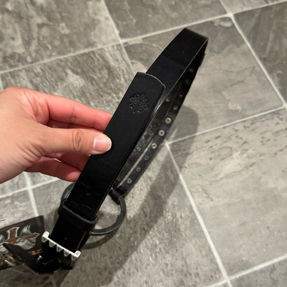 Affliction Unisex Rome Belt Black Leather Two Straps Size Small 36” Grunge Y2K - Picture 5 of 13